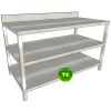 bàn inox 3 tầng có gáy